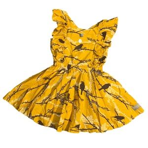 Eleanor Rose Sunny Yellow Dress with Bird Motif